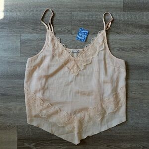 Free people peach cream satin lace tank
